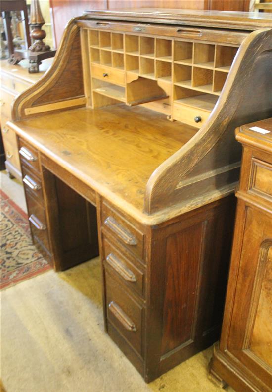 American oak roll top desk